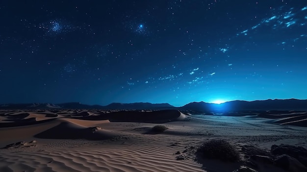 Пустыня и звездная ночь Иллюстрация AI GenerativexA