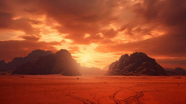 Desert sunset landscape
