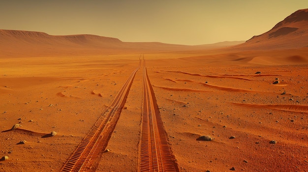 Desert Tracks Stretching into the Horizon Generative AI