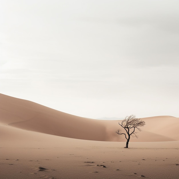 Пустыня, завуалированная серым цветом, запечатлела абсолютную красоту минималистской пейзажной фотографии.
