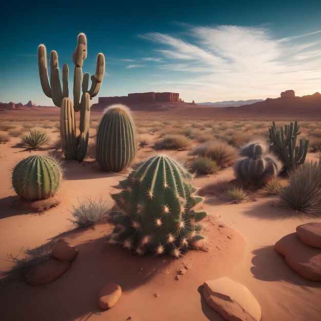 Photo desert with cactus ai