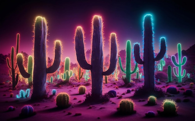 a desert with cactus and a purple background with the words cactus