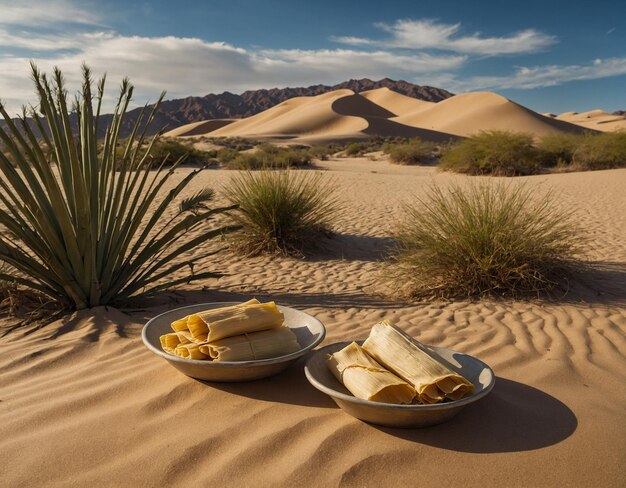 a desert with a desert and a desert with a desert in the background