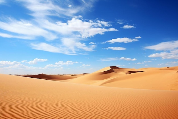 Photo a desert with sand dunes and a blue sky