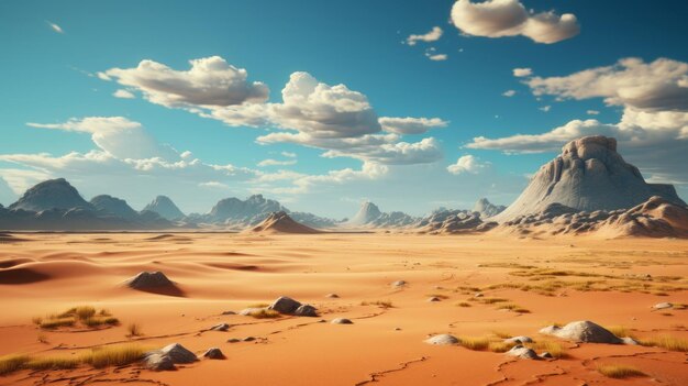 A desert with sand and mountains generative ai