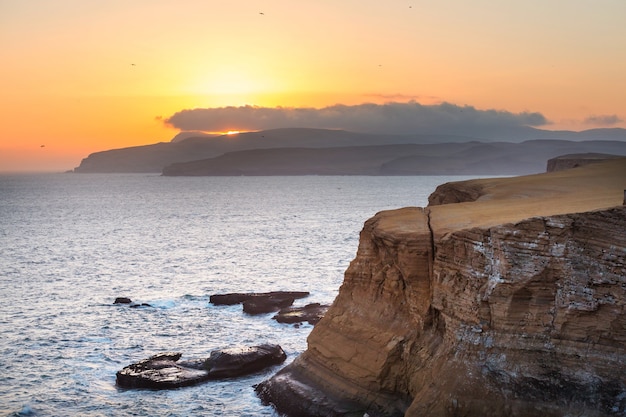 Deserted coastline landscapes in Pacific ocean, Peru, South America