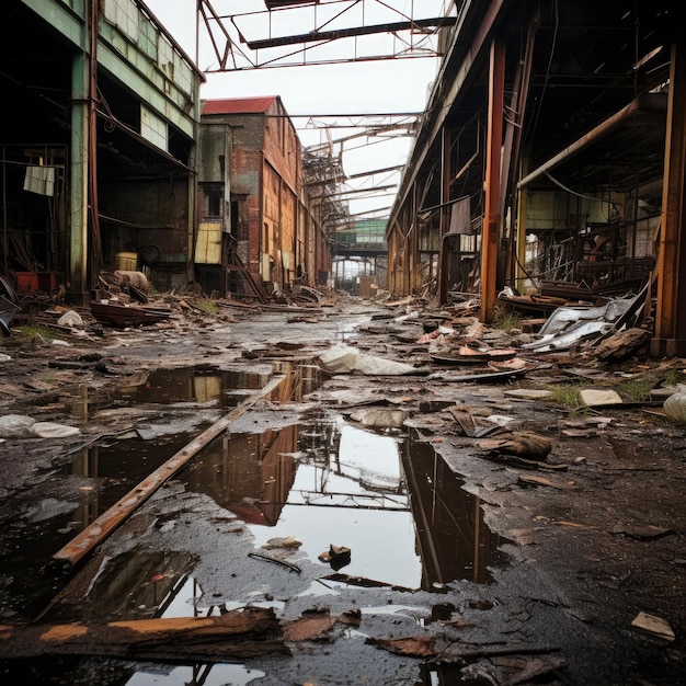 Deserted industrial factory site