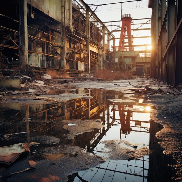 Deserted industrial factory site