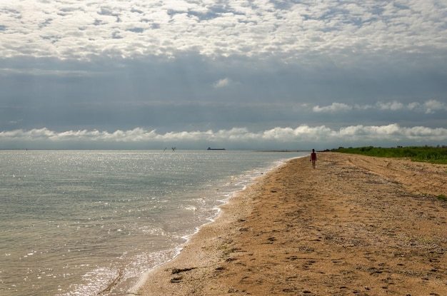 Deserted sandy seashore.