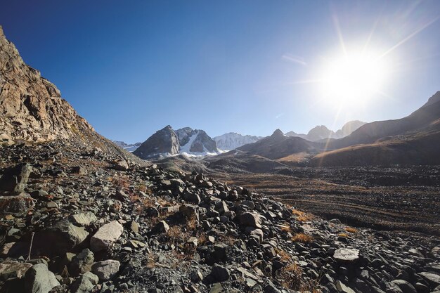 Deserted stone rocky mountain plateau