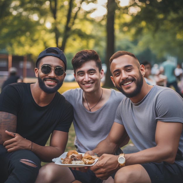 A desi man with a mixedrace man and a Japanese man