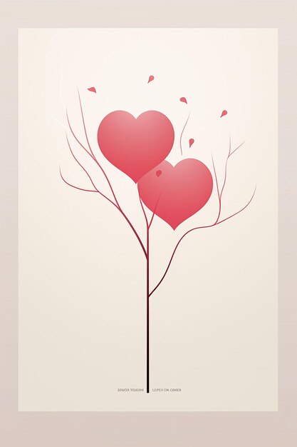 Design a 520 valentine's day poster featuring a minimalist silhouette of two intertwined hearts agai