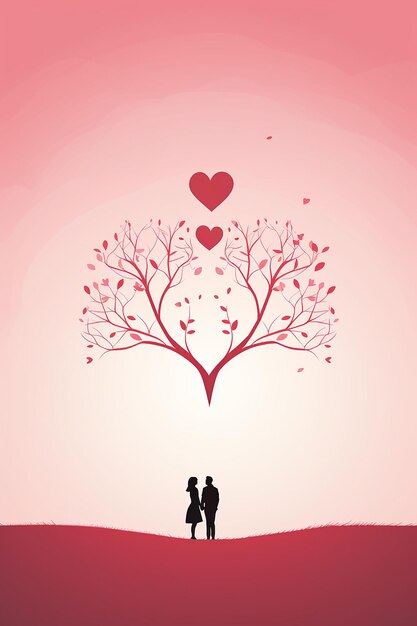 Design a 520 valentine's day poster featuring a minimalist silhouette of two intertwined hearts agai