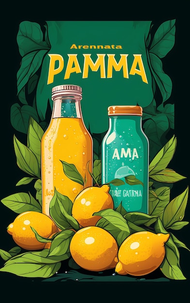 Photo design of aam panna drink poster with raw mangoes and mint leaves cool india festival poster menu