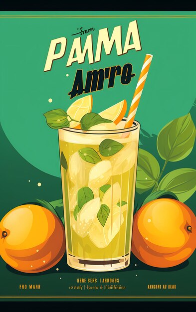 원시 망고와 민트 잎으로 된 Aam Panna 음료 포스터의 디자인 쿨 인디아 페스티벌 포스터 메뉴