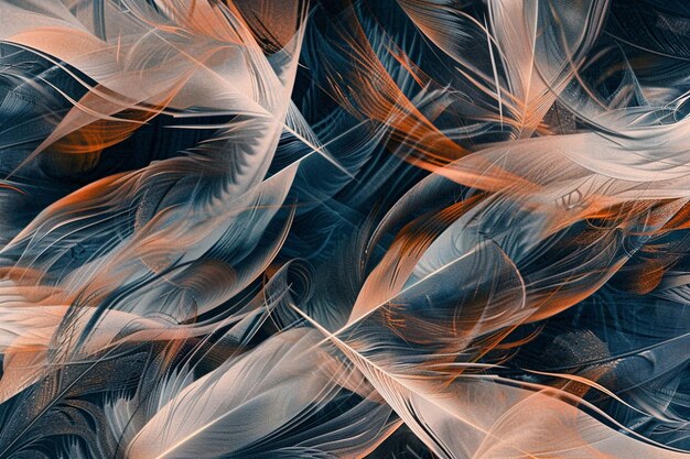 Design an abstract and artistic bird feather patte generative ai
