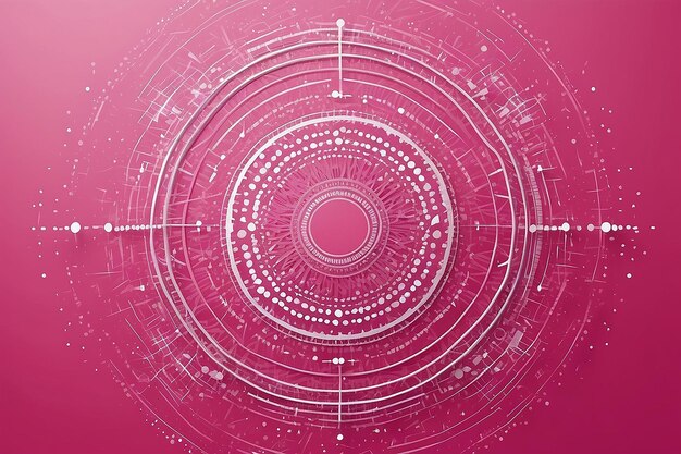 Design of abstract circles and dots on pink background