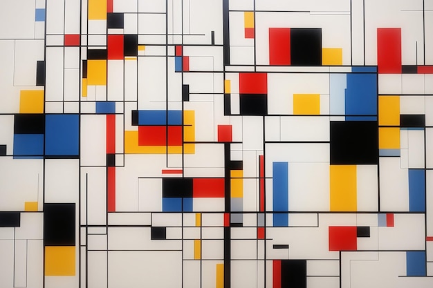 Design an abstract geometric background inspired by the works of Piet Mondrian