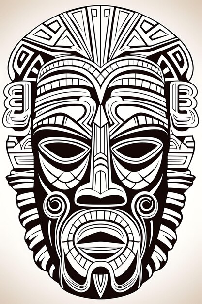 Photo design of african mask frame incorporating the distinctive shapes and tatoo cnc laser tshirt 2d