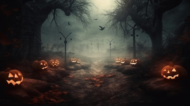 Design background for halloween party AI generative