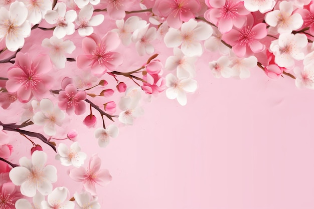 Design banner spring beautiful pink and white flower