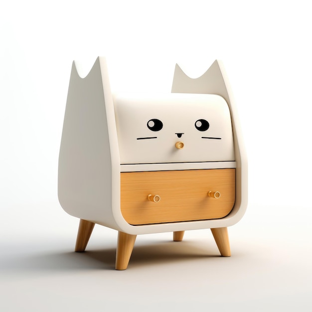 Design of bedside table made in the style of a cat