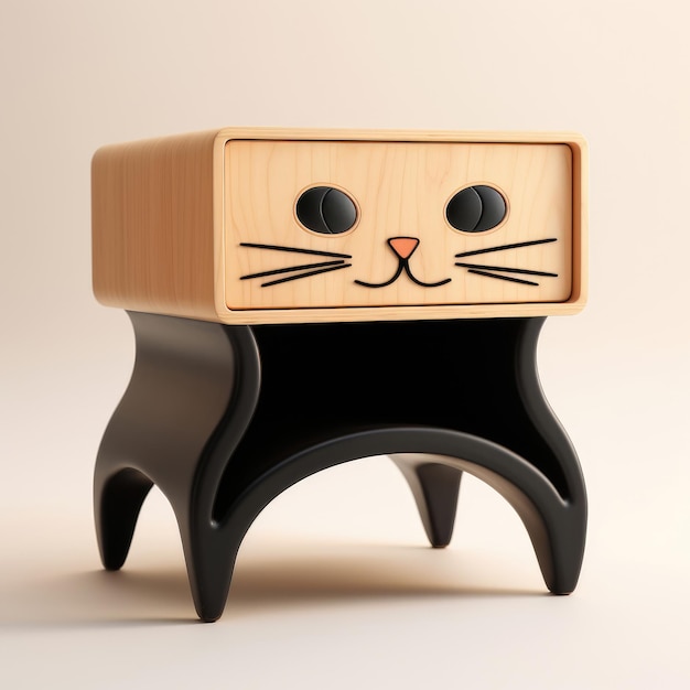 Design of bedside table made in the style of a cat