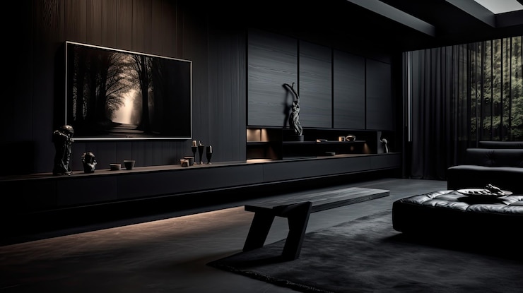 Photo design blurred black home interior