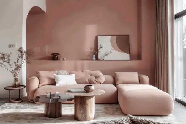 Design Blush Pink Modern style house interior and modern living room