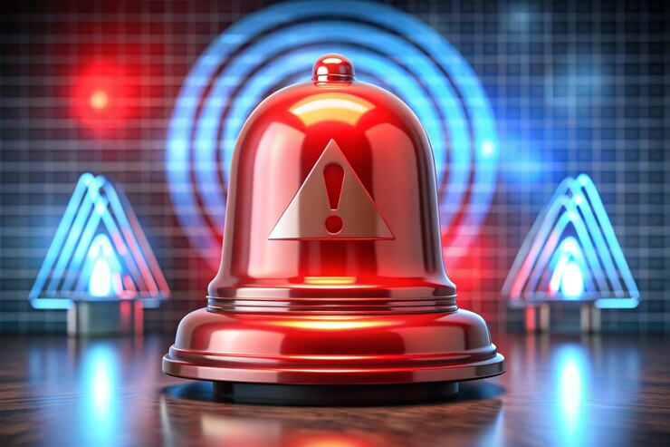 फोटो design a bold 3d vector render of an emergency notification alert featuring a red bell icon