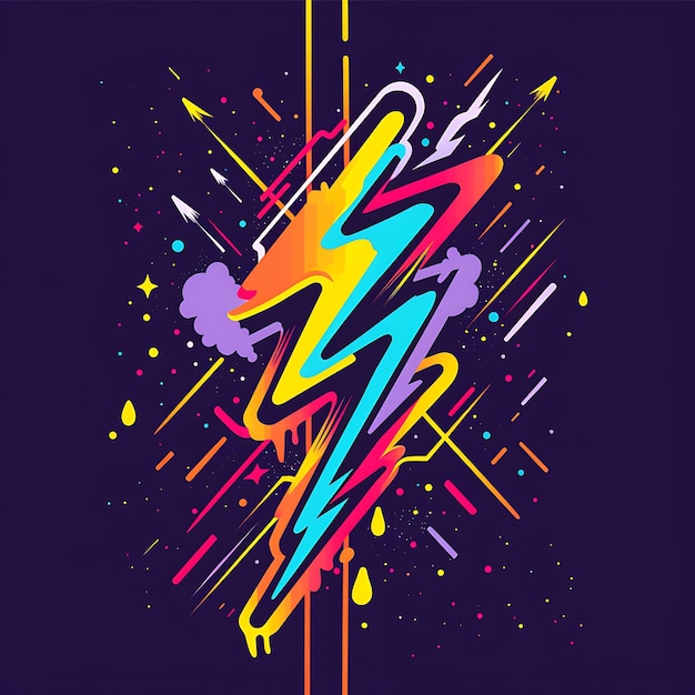 Design bold lines with lightning bolt and thunder decorations elect pattern art y2k creative idea