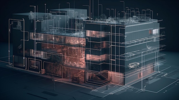 Foto progettazione di un edificio mediante intelligenza artificiale