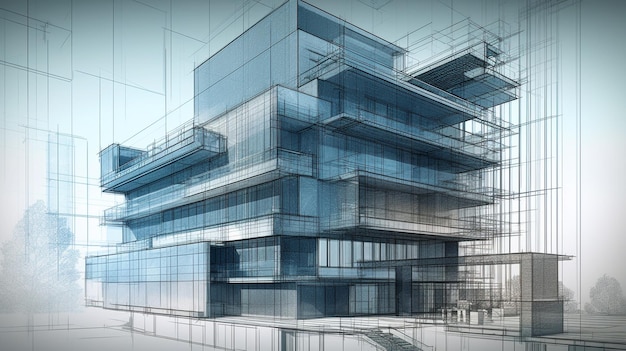 Photo design of a building by artificial intelligence