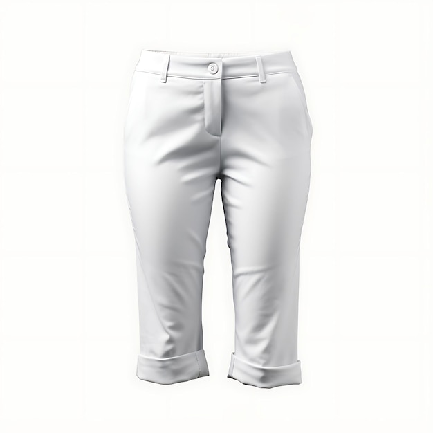 Дизайн брюк Капри хлопчатобумажных или льняных обрезных форм Дизайн стиля для Wo Изолированный на белом BG Blank