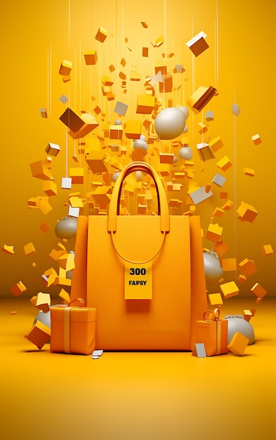 Design of cashback offers shopping bag discount tags vibrant yellow pl poster flyer concept ideas