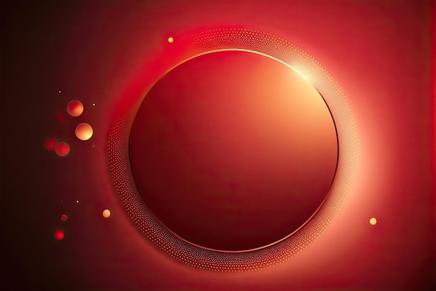 Design of a central circle on a red background in a romantic and luxurious style