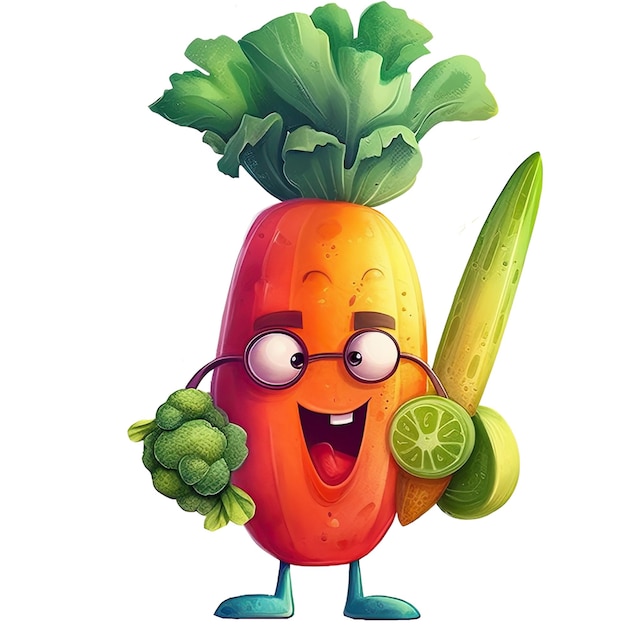 Photo design a character illustration for a vegan food brands generative ai