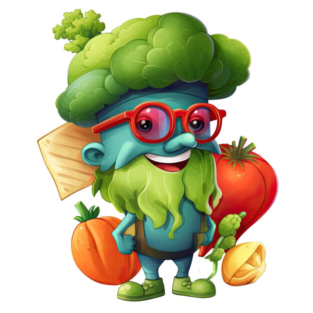 Design a character illustration for a vegan food brands Generative AI