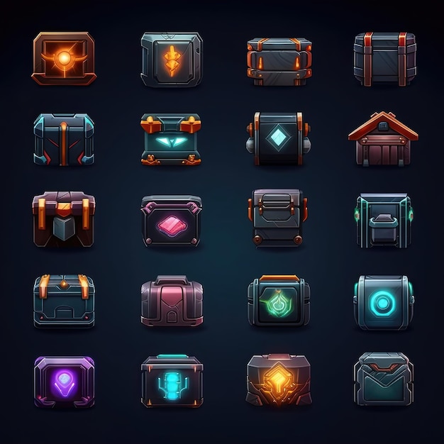 design chest futuristic game ai generated digital future blue tech prize icon design chest futuristic game illustration