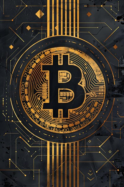 Photo design of chic 2d poster with bitcoin and fashionable patterns with le crypto poster banner concept