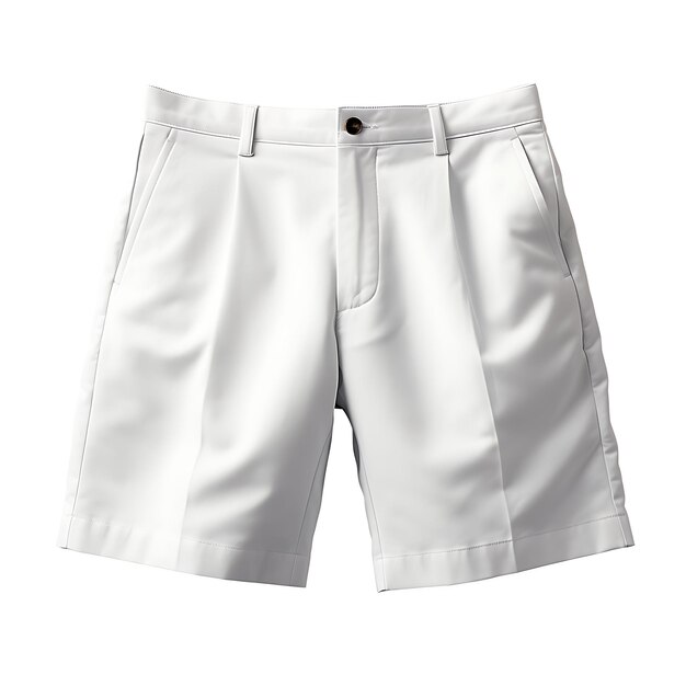 Photo design of chino shorts tailored from lightweight cotton with a straigh isolated on white bg blank