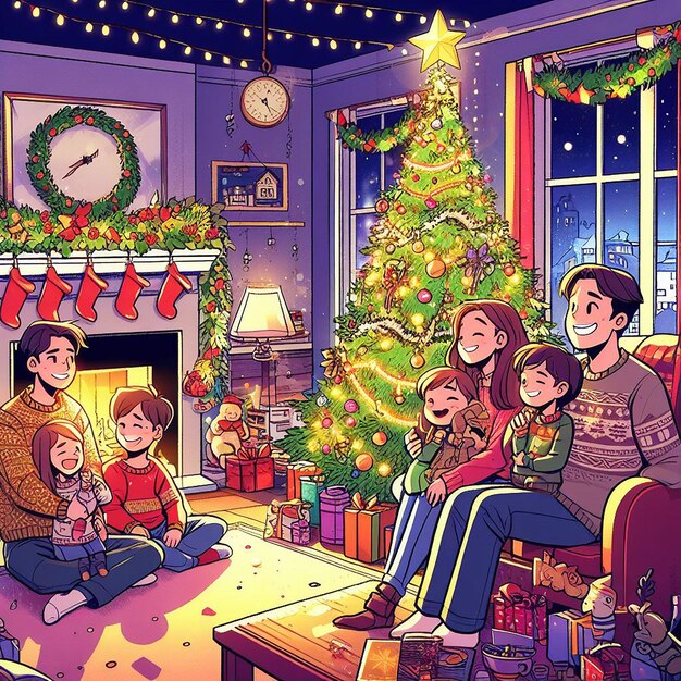 Foto disegno per un natale con babbo natale