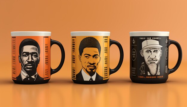 Фото Дизайн кофейных чашек с иллюстрациями или цитатами известных чернокожих деятелей, предлагающих ежедневную дозу вдохновения 6