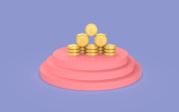 design coin display illustration cute business marketing 3d rendering