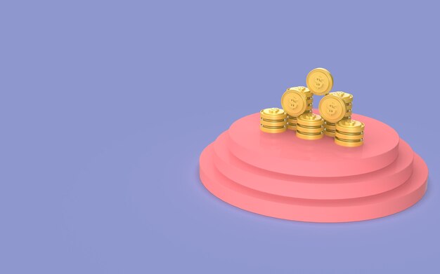 Design moneta display illustrazione carino business marketing rendering 3d