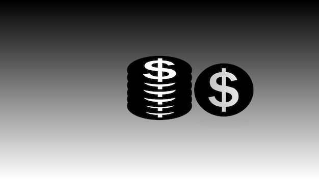 Photo design of a coin stack with dollar sign on color background