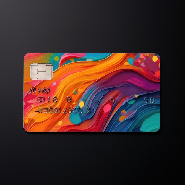 暗い背景に色付きのクレジット カードまたはデビット カードをデザインする Generative AI