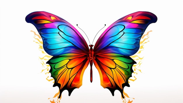 Photo design complex colorful butterfly pride tattoo white bac picture ai generated art