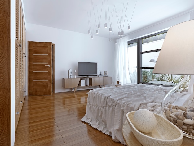 Design of contemporary bedroom.