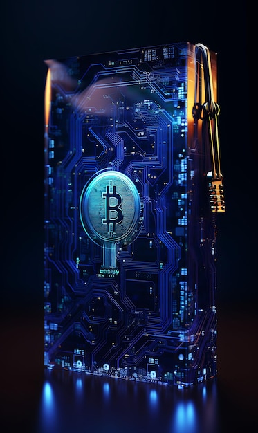 Design of Cryptocurrency Wallet Digital Lock Encryption Symbols Techno Poster Flyer Concept Ideas